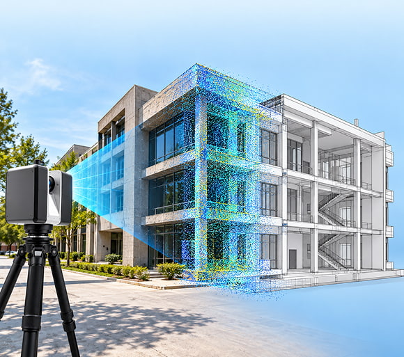 3D laser scan building model with as-built cross-section